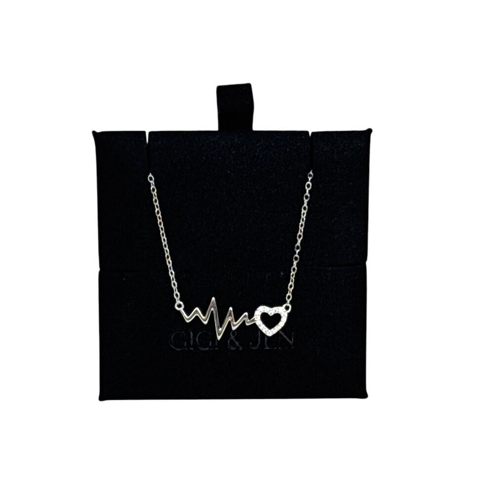 Heartbeat Necklace Silver Tone